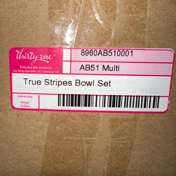 NEW in box! Set of 4 Thirty One ice cream bowls-striped multi-color - Picture 6 of 8